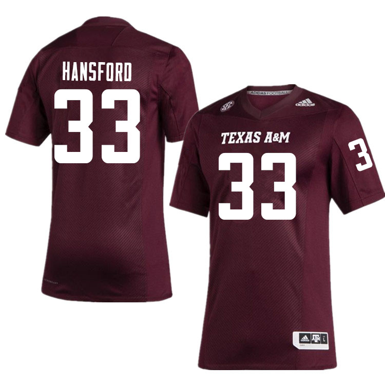 Men #33 Aaron Hansford Texas A&M Aggies College Football Jerseys Sale-Maroon